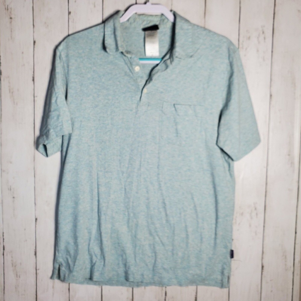 Patagonia Polo Shirt Men's Size Medium Organic Cotton Striped Nice!